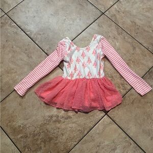 cheeky plum Pink Striped Sleeve Tutu Dance Costume